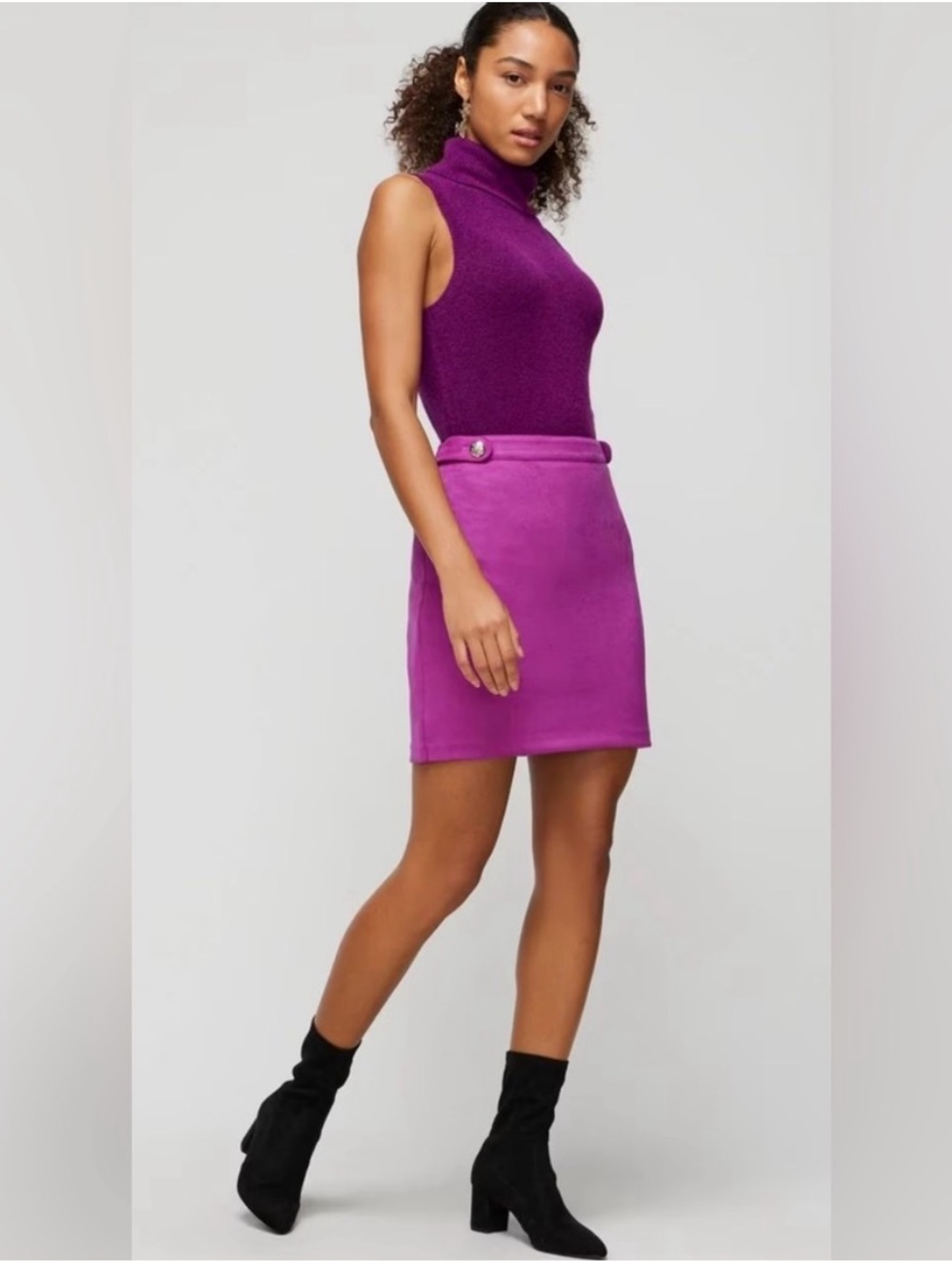 NWT White House black market purple suede boot skirt sz 10
